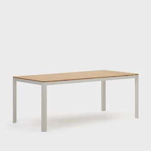 Kave Home Tuintafel 'Bona' Teakhout, 200 x 100cm, kleur Naturel/Wit