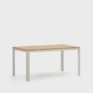 Kave Home Tuintafel 'Bona' Teakhout, 163 x 90cm, kleur Naturel/Wit