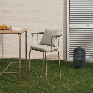 Kave Home Barkruk 'Salguer' Gevlochten touw en staal, kleur Beige (zithoogte 66cm)