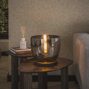 LifestyleFurn Vloerlamp/Tafellamp 'Mikado' Smoke glas, 27cm hoog