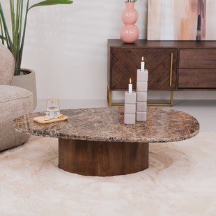 Eleonora Organische Salontafel 'Bradley' Marmer en mangohout, 120 x 75cm