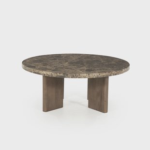 Eleonora Ronde Salontafel 'Lando' Marmer en mangohout, 80cm