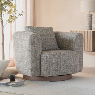 Eleonora Draaifauteuil 'Jordan' Grove Bouclé, kleur Taupe