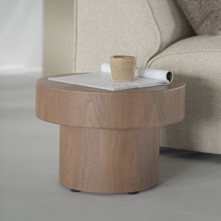 Eleonora Ronde Bijzettafel 'Bobbie' Walnoot, 45cm, kleur Naturel