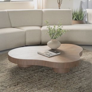 Eleonora Organische Salontafel 'Bobbie' Walnootfineer lichtbruin, 150 x 110cm, kleur Naturel