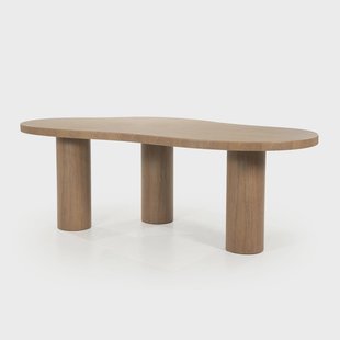 Eleonora Organische Eettafel 'Bobbie' Walnoot, 215 x 110cm, kleur Lichtbruin