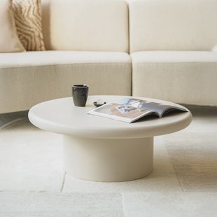 Eleonora Ronde Salontafel 'Jade' Magnesium oxide 80cm, kleur crème