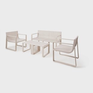 Jesper Home Loungeset 'Sammu' Met 2-zits bank, 2 fauteuils en tafel, kleur Milky Wheat