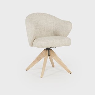 Eleonora Draaibare Eetkamerstoel 'Connor' Eiken onderstel, kleur Beige