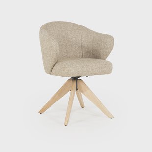 Eleonora Draaibare Eetkamerstoel 'Connor' Eiken onderstel, kleur Taupe