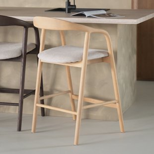 Eleonora Barstoel 'Rayven' Essen en stof, kleur Naturel (zithoogte 65cm)