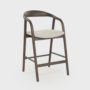 Eleonora Barstoel 'Rayven' Essen en stof, kleur Bruin (zithoogte 65cm)