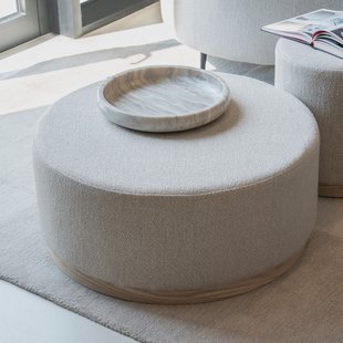 Eleonora Poef/Salontafel 'Avah' Bouclé, 80cm, kleur Taupe