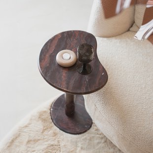 By-Boo Organische Bijzettafel 'Rosso' Marmer, 45 x 33cm