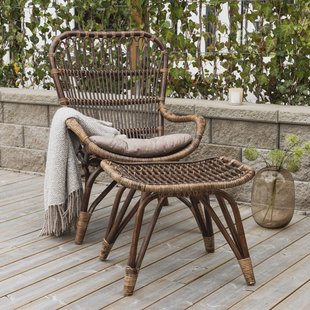 Nohr Loungestoel 'Bronwen' Met voetenbank, Rattan, kleur Bruin