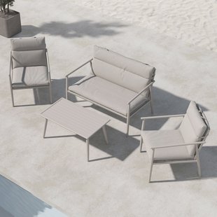 Nohr Loungeset 'Filemon' Met bank, 2 loungestoelen en tafel, kleur Beige