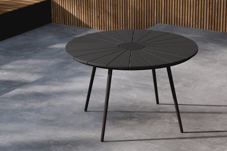 Nohr Ronde Tuintafel 'Perlita' 120cm, kleur Zwart