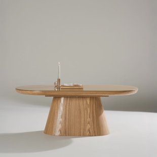 Nohr Ovale Salontafel Nateshia MDF en glas, 120 x 60cm - Naturel - Ovaal