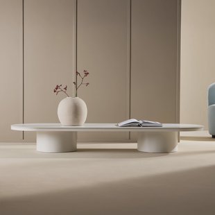 Nohr Ovale Salontafel 'Shundrika' MDF Steenlook, 190 x 60cm, kleur Grijs