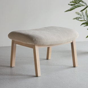 Nohr Hocker 'Shanthi' Rubberhout en stof, kleur Beige