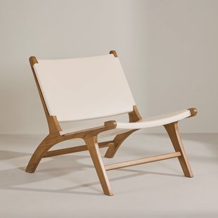 Nohr Fauteuil 'Calogero' Teakhout en Lederlook, kleur Crème