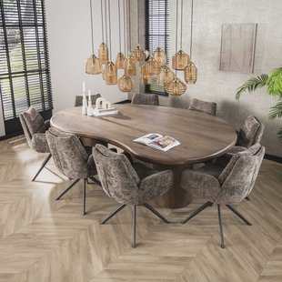 LifestyleFurn Organische Eettafel 'Cortina' Acaciahout, 244 x 165cm