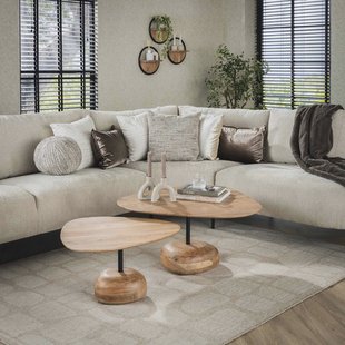 LifestyleFurn Organische Salontafel 'Renée' Acaciahout, Set van 2 stuks