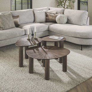 LifestyleFurn Organische Bijzettafel 'Sadaf' Teakhout, Set van 3 stuks