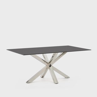 Kave Home Eettafel 'Argo' Glas, 180 x 100cm, kleur Zwart