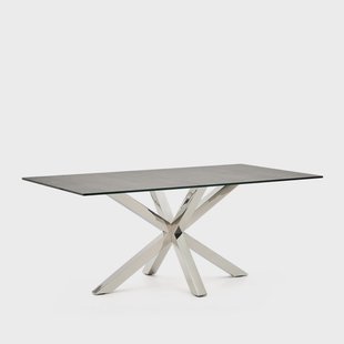 Kave Home Eettafel 'Argo' Iron Moss Keramiek, 180 x 100cm, kleur Zilver