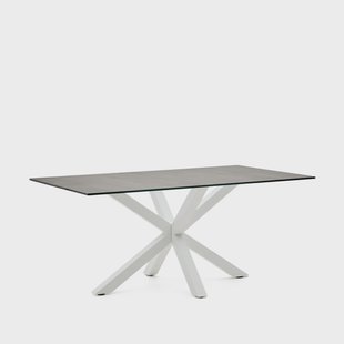 Kave Home Eettafel 'Argo' Iron Moss Keramiek, 160 x 90cm, kleur Wit