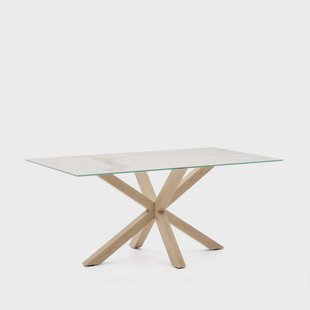 Kave Home Eettafel 'Argo' Keramiek, 160 x 90cm, kleur Wit/Naturel