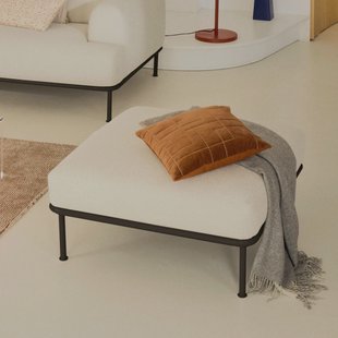 Kave Home Hocker 'Aurum' Chenille, kleur Ecru