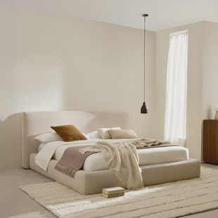 Kave Home Bed 'Blok' 180 x 200cm, kleur Ecru