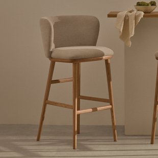 Kave Home Barkruk 'Ciselia' Chenille, kleur Beige (zithoogte 65cm)