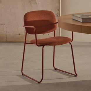 Kave Home Eetkamerstoel 'Meli' Chenille, kleur Terracotta