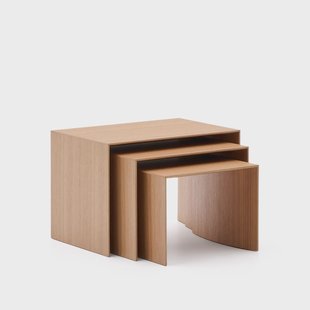 Kave Home Bijzettafel 'Litto' Eiken, Set van 3 stuks, kleur Naturel