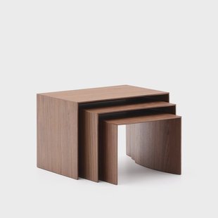 Kave Home Bijzettafel 'Litto' Walnoot, Set van 3 stuks, kleur Bruin