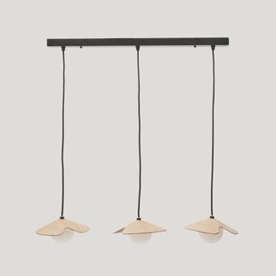 Kave Home Hanglamp 'Wilara' Eiken en glas, 3-lamps