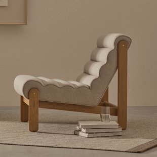 Kave Home Fauteuil 'Magira' Structuurstof en eikenhout, kleur Beige