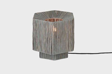 GOOD&MOJO Tafellamp 'Panama' Raffia, 26cm, kleur Grijs