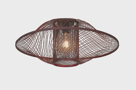 GOOD&MOJO Plafondlamp 'Maui' Bamboe, 70cm, kleur Burgundy