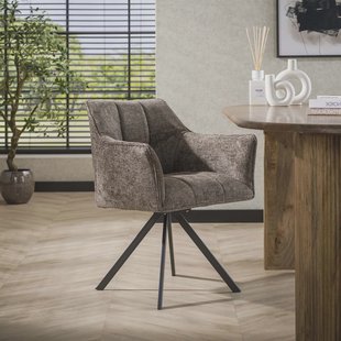 LifestyleFurn Draaibare Eetkamerstoel 'Thandie' Hoven stof, kleur Taupe