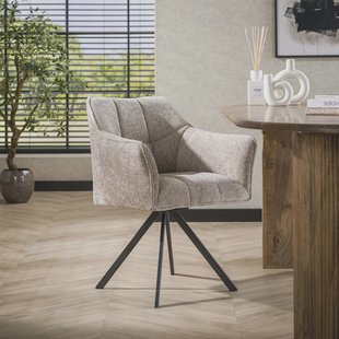 LifestyleFurn Draaibare Eetkamerstoel 'Thandie' Geweven stof, kleur Zand