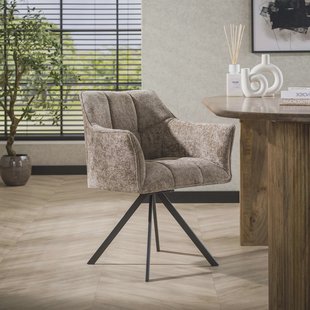 LifestyleFurn Draaibare Eetkamerstoel 'Thandie' Hoven stof, kleur Champagne