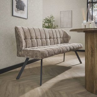 LifestyleFurn Eetkamerbank 'Thandie' Hoven stof, 180cm, kleur Champagne