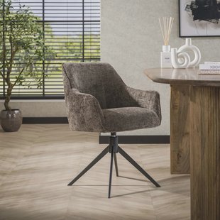 LifestyleFurn Draaibare Eetkamerstoel 'Lavonne' Geweven stof, kleur Taupe