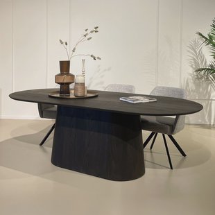 Livingfurn Ovale Eettafel 'Novero' Eiken, 200 x 110cm, kleur Espresso
