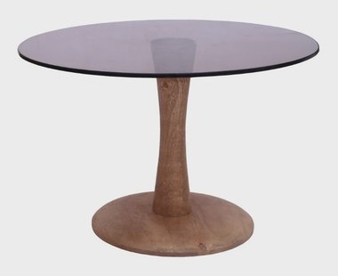 Brix Ronde Salontafel 'Faye' Glas en mangohout, 60cm