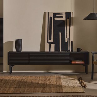 Kave Home TV-meubel 'Lenon' Eikenhout, 200cm, kleur Zwart